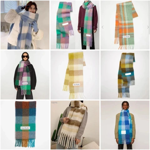 Acne Studios Plaid Scarf with Fringe