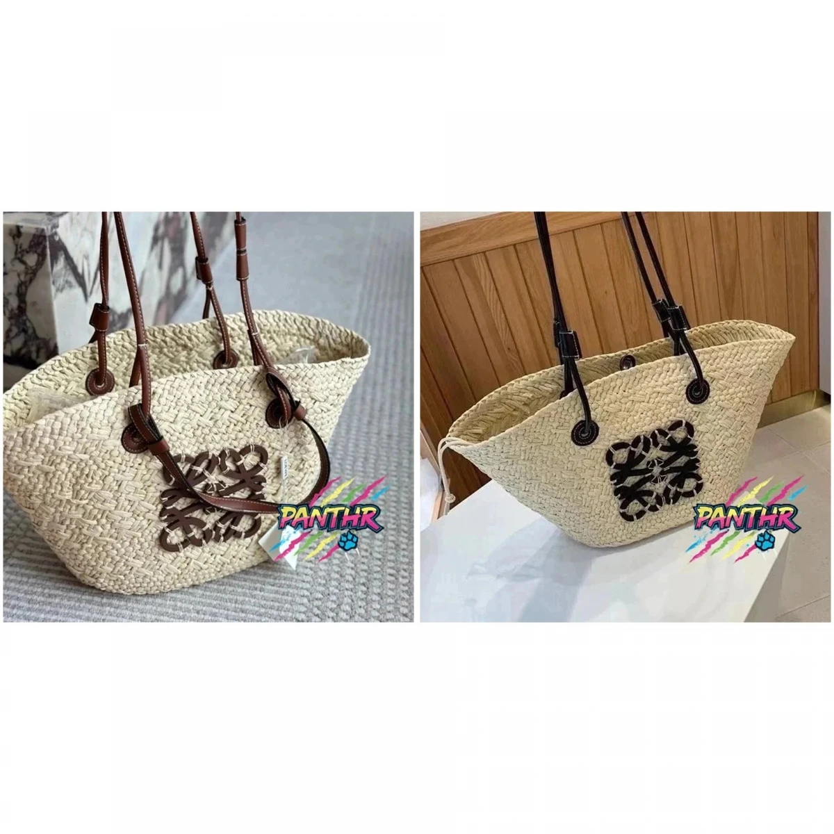 Loewe Anagram Straw Tote Bag