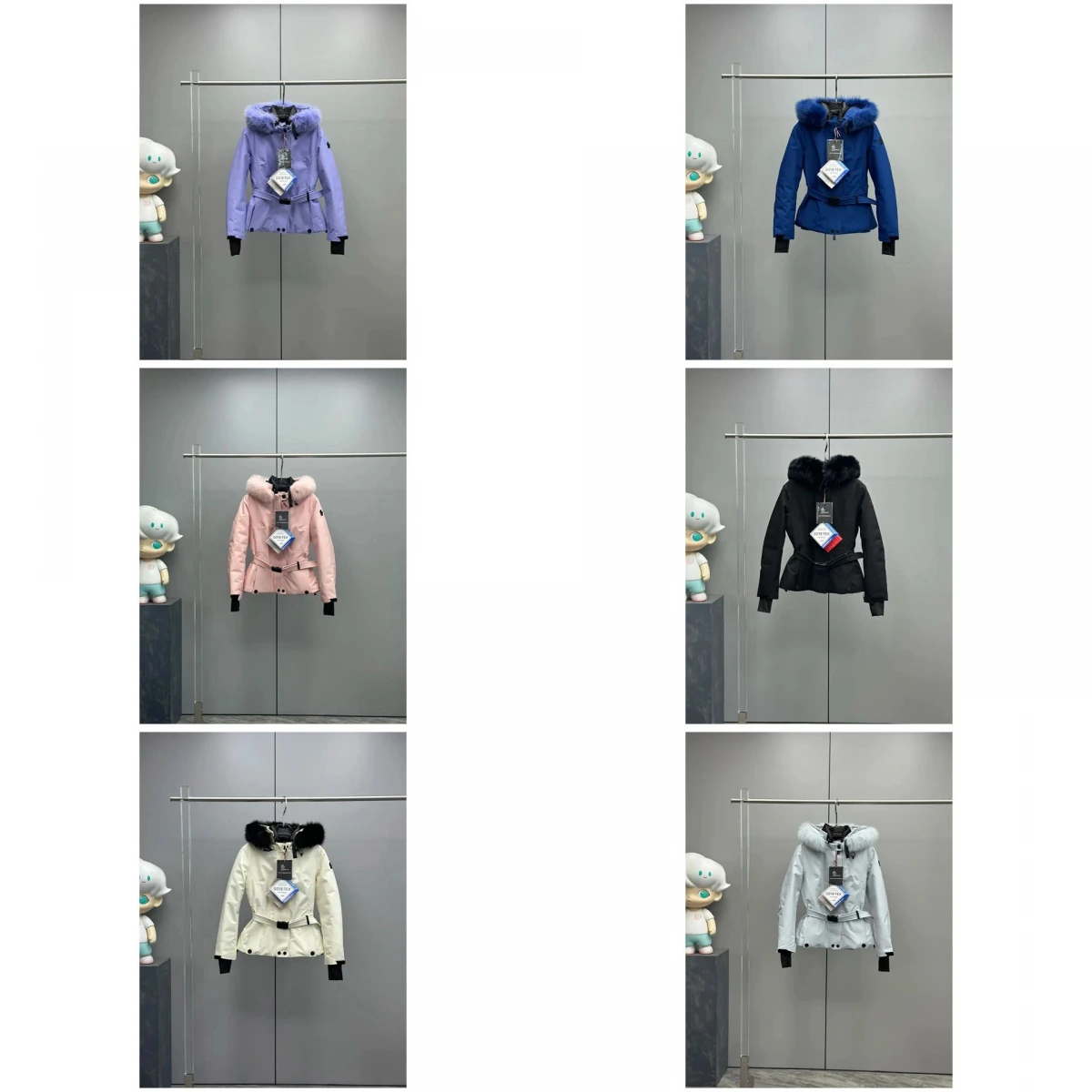 Moncler Chouette Short Puffer Jacket with Fur Trim