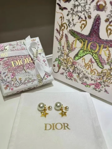 Dior Star Pearl Double Stud Earrings