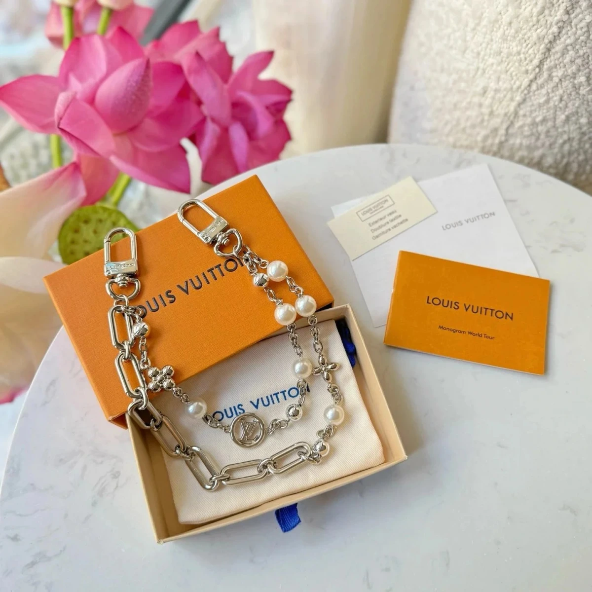 Louis Vuitton Monogram World Tour Chain Strap Accessory