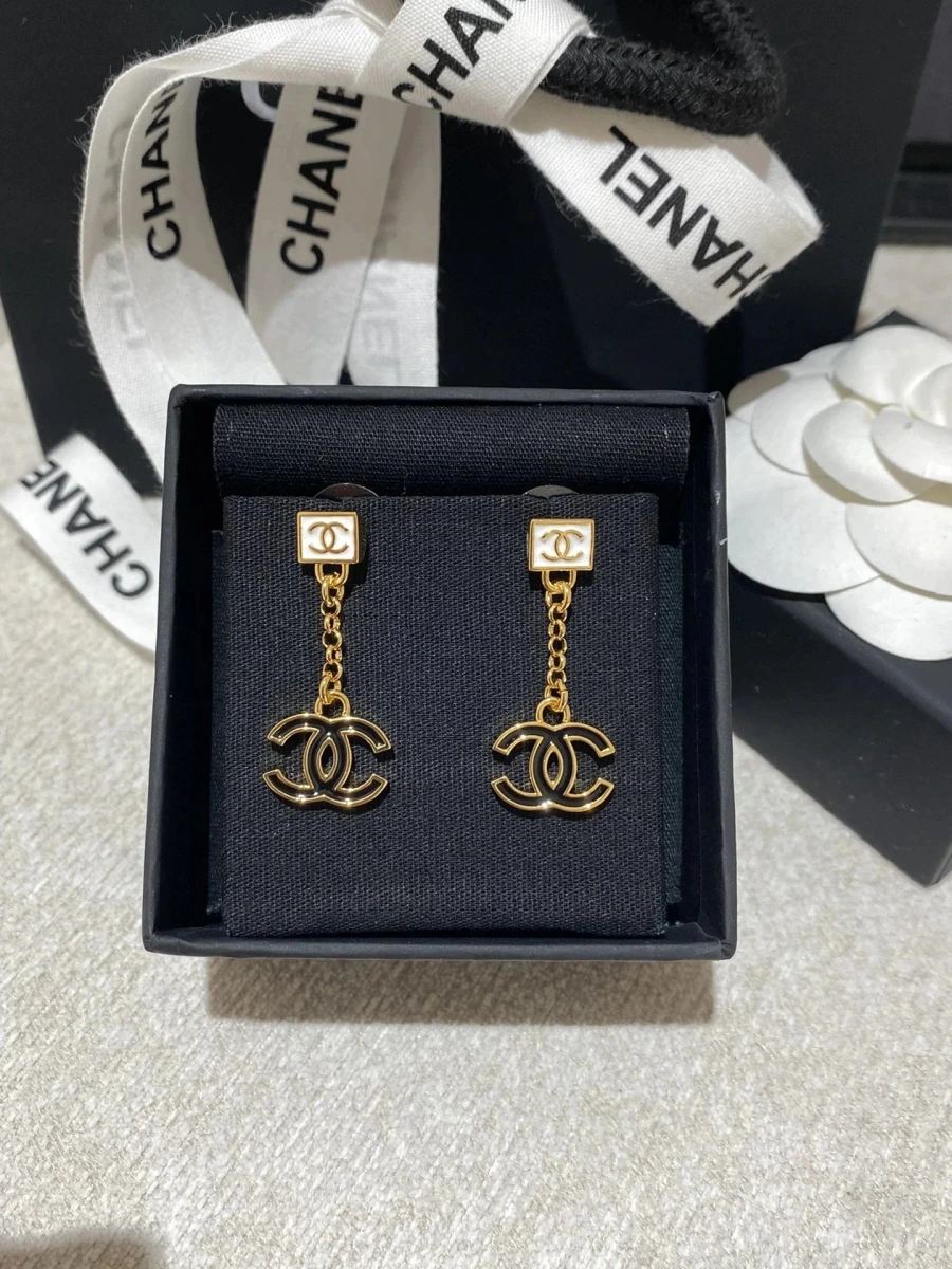 Chanel CC Drop Earrings