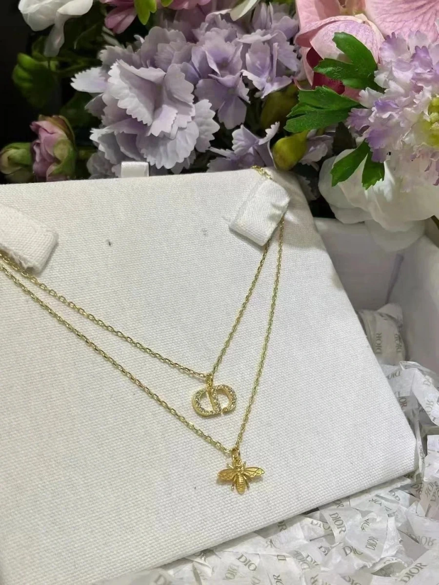Dior Bee Pendant Double Layer Necklace