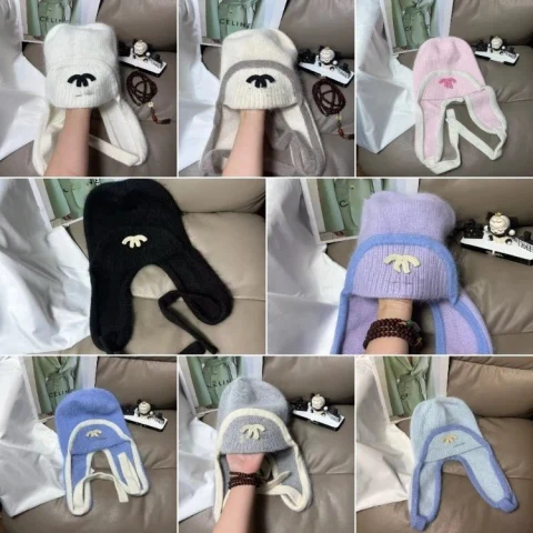 C line Knit Earflap Hat