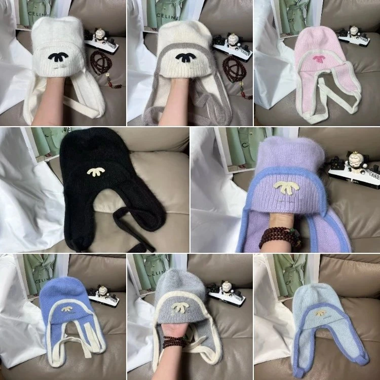 C line Knit Earflap Hat