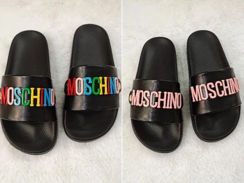 Moschino Logo Slide Sandals