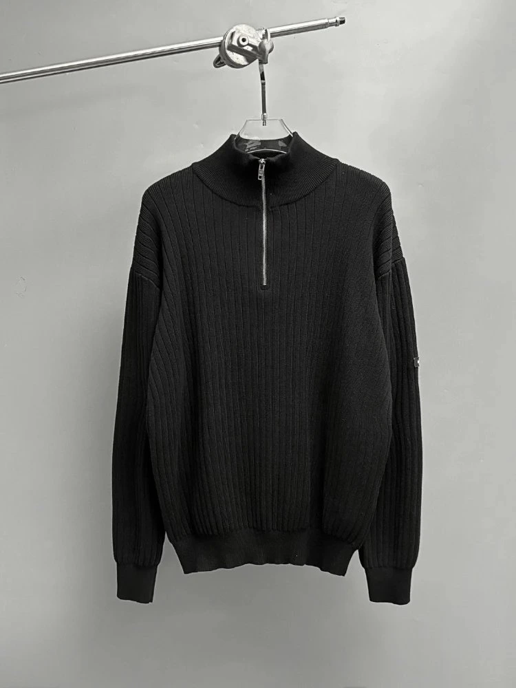 Balenciaga Half-Zip Ribbed Knit Sweater