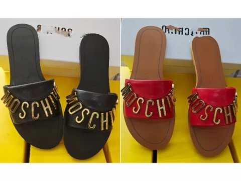 Moschino Logo Slide Sandals