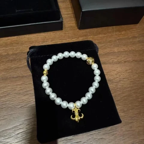 Chrome Hearts Fleur de Lis Pearl Bracelet