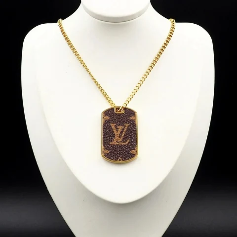 Louis Vuitton Monogram Eclipse Dog Tag Necklace