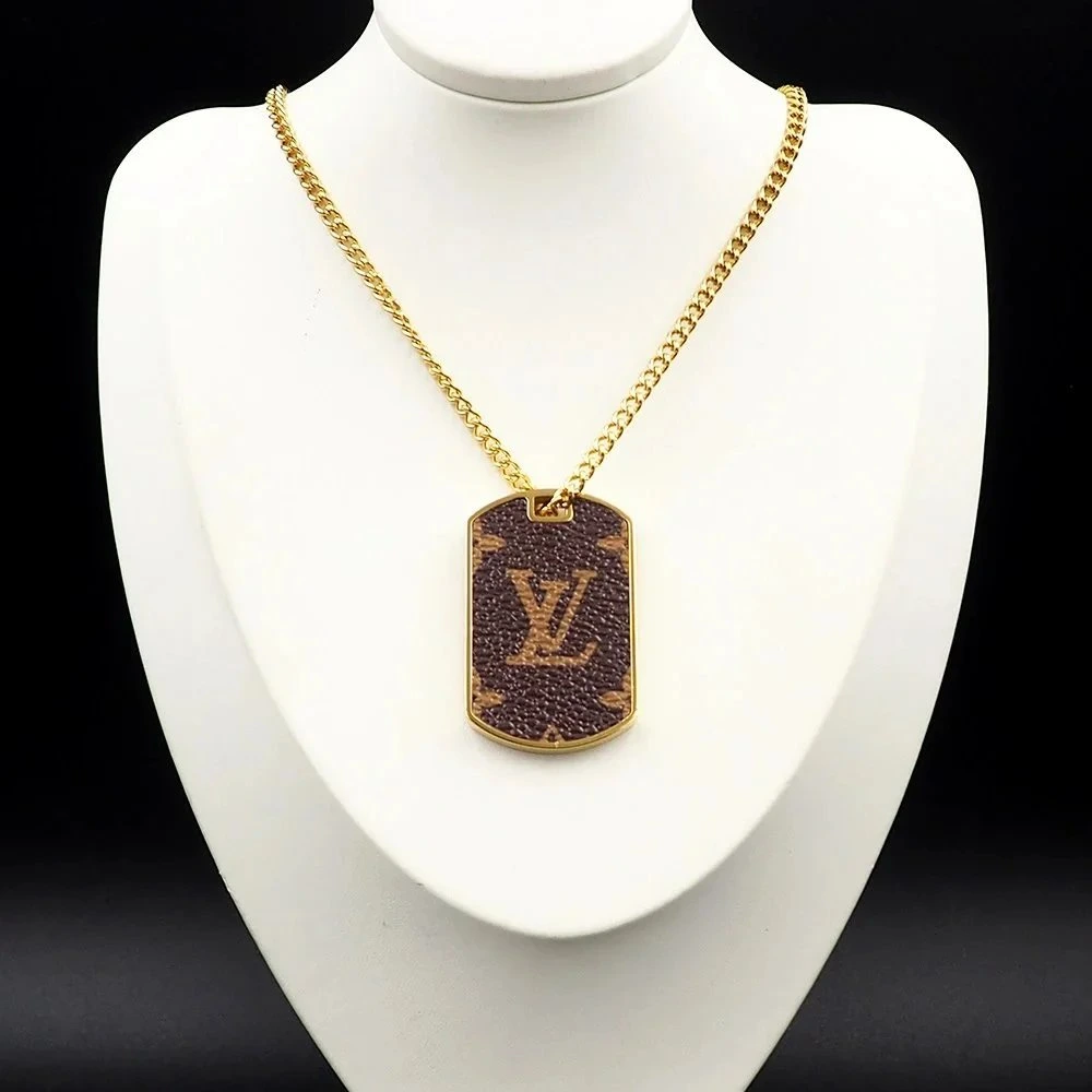 Louis Vuitton Monogram Eclipse Dog Tag Necklace