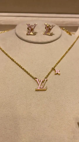 Louis Vuitton LV Initials Necklace Set with Earrings