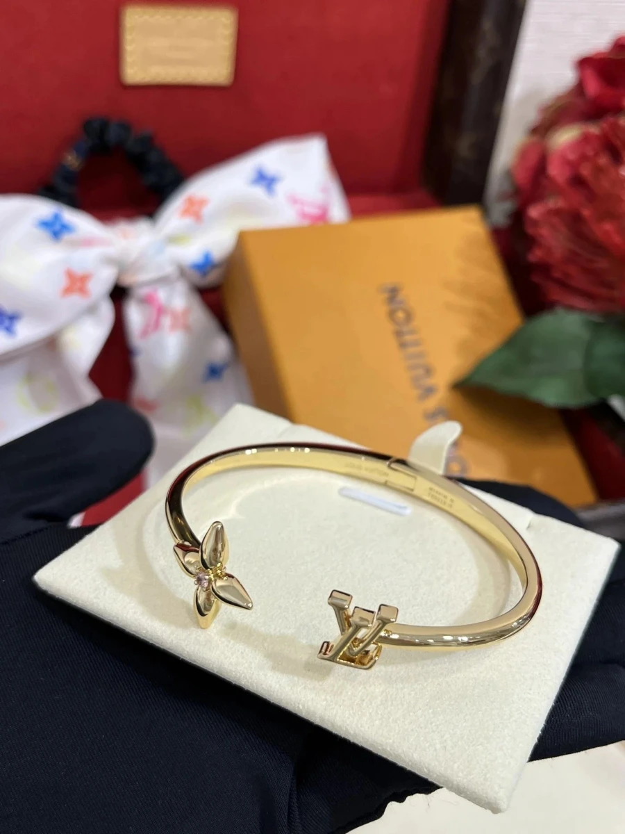 Louis Vuitton LV Flower Cuff Open Bangle Bracelet