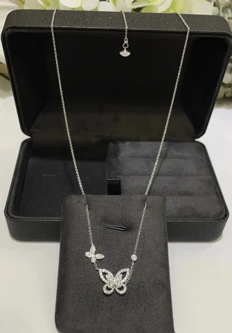 Necklace - Double Butterfly Pave Design