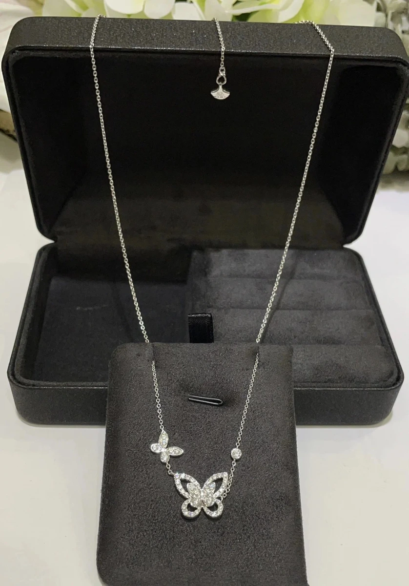 Necklace - Double Butterfly Pave Design