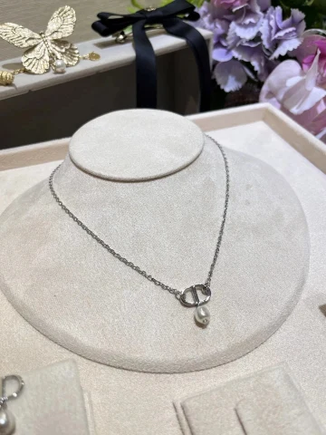 Dior CD Pearl Pendant Necklace