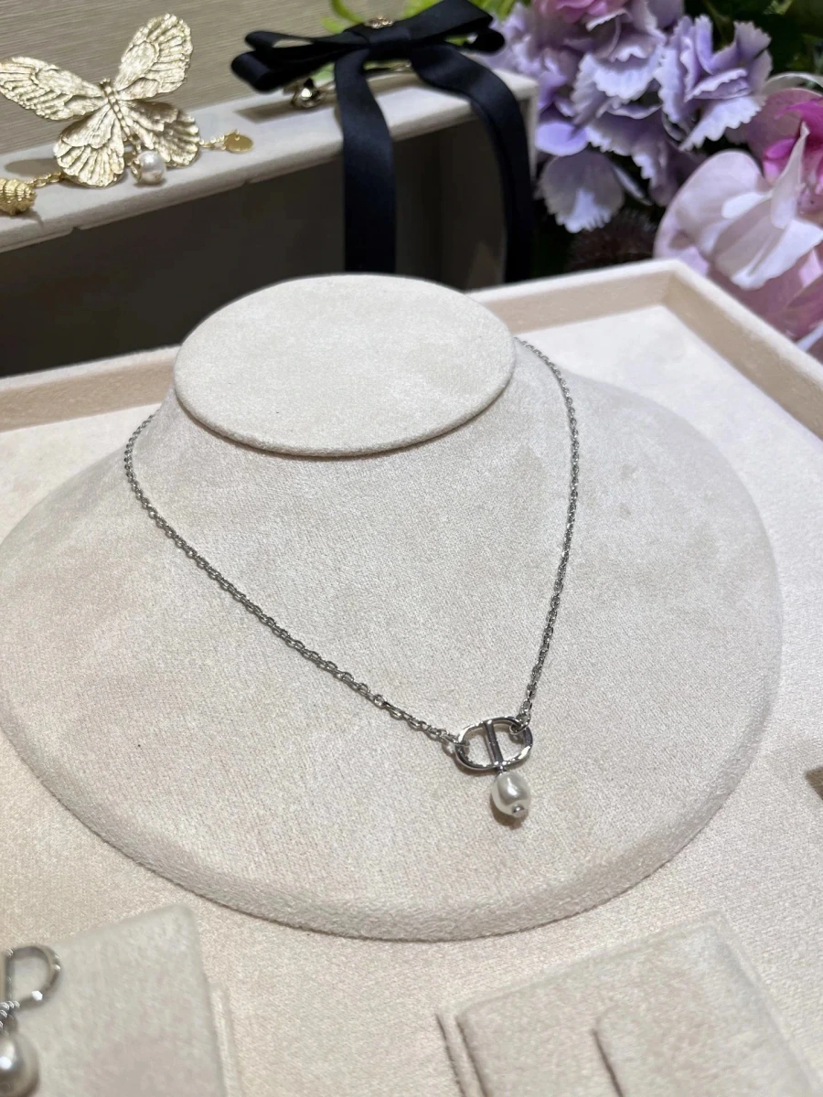 Dior CD Pearl Pendant Necklace