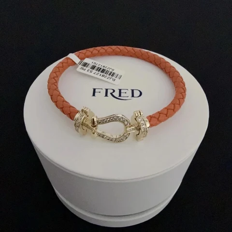 FRED Force 10 Bracelet - Braided Leather with Diamond-Set Clasp