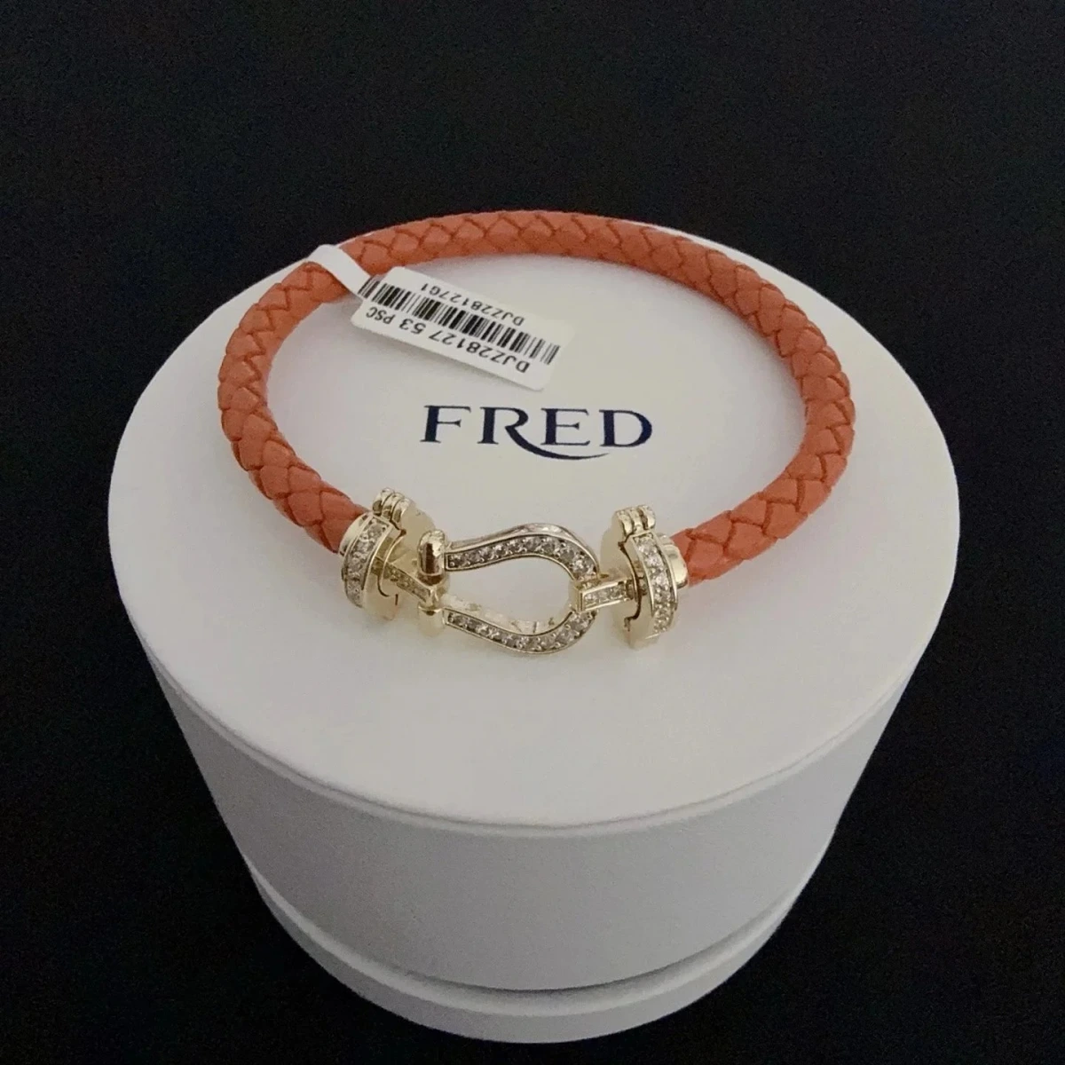 FRED Force 10 Bracelet - Braided Leather with Diamond-Set Clasp