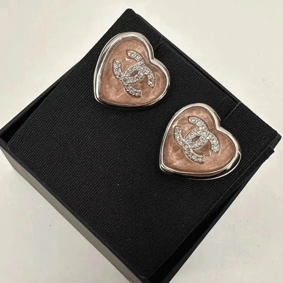 Chanel Heart-Shaped Stud Earrings