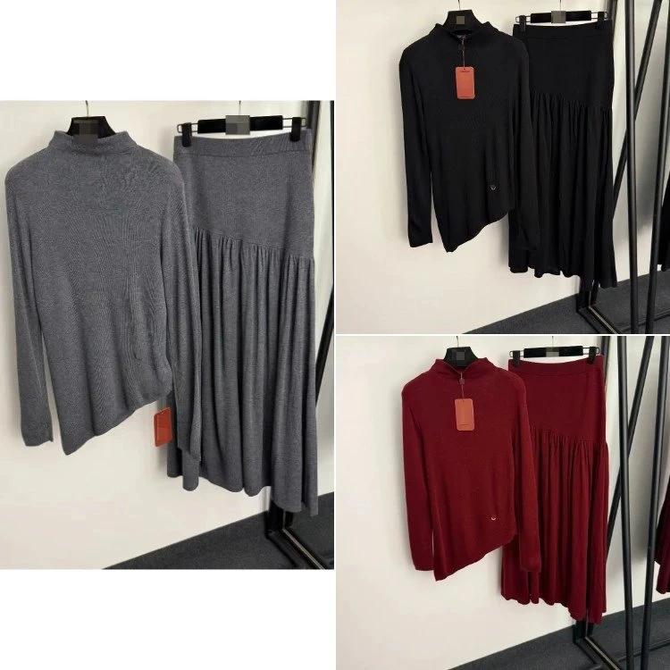 Knit Top and Pleated Skirt Set
