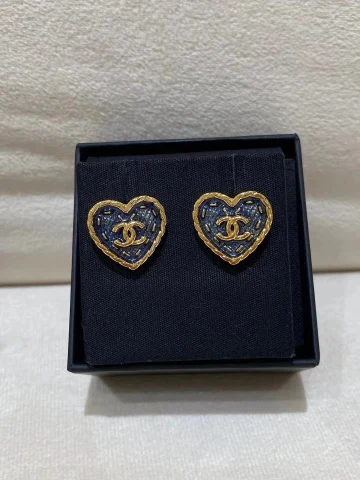 Chanel Heart-Shaped Stud Earrings