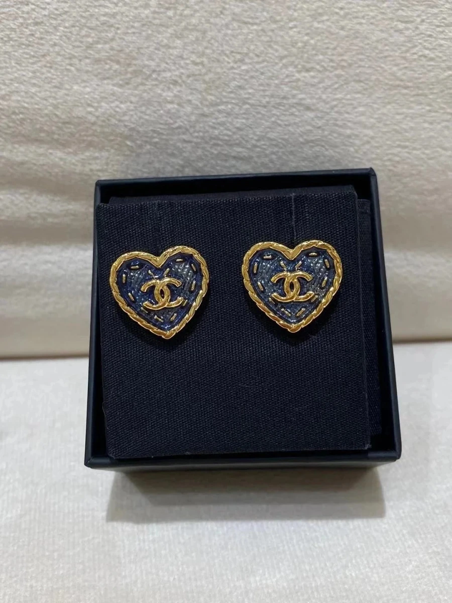 Chanel Heart-Shaped Stud Earrings
