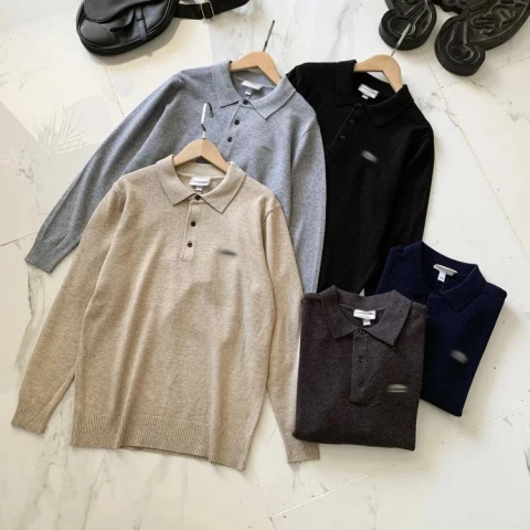 Long Sleeve Knit Polo Shirt