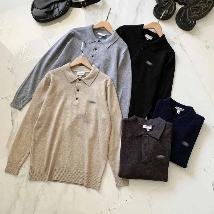 Long Sleeve Knit Polo Shirt
