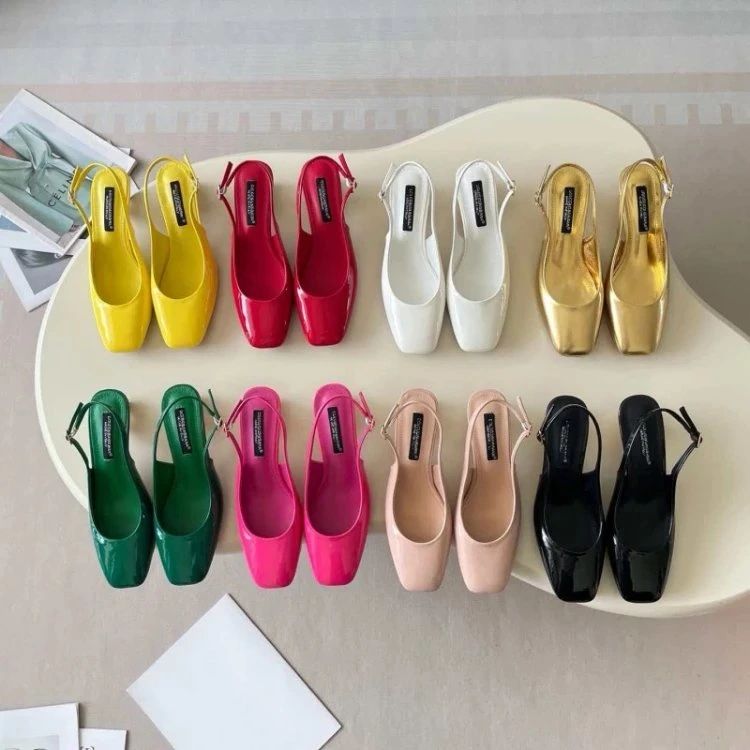 Square-Toe Slingback Heels