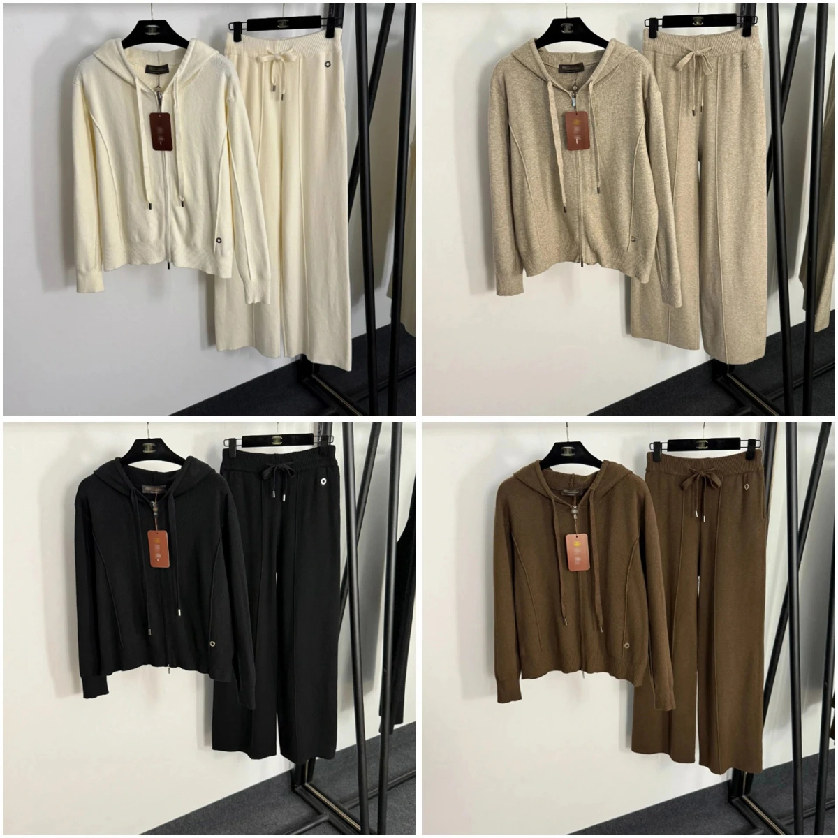 Hooded Zip-Up Knit Set