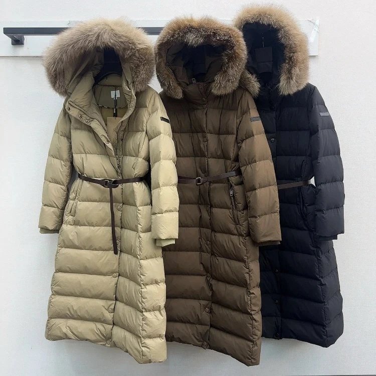 Burberry Long Puffer Coat with Fur-Trimmed Hood