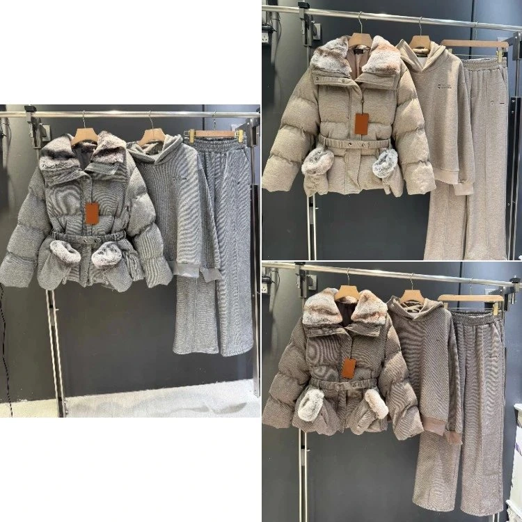 Puffer Jacket + Hoodie + Sweatpants Set