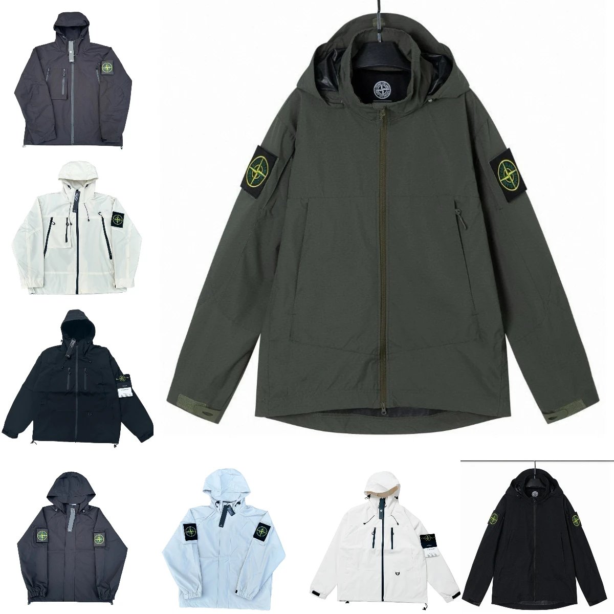 Stone Island Raso Gommato Jacket - Hooded Windbreaker